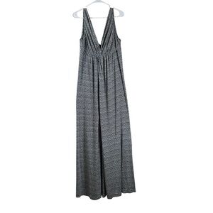 Tory Burch Silk Blend Maxi Dress Blue White Wavy Pattern Sundress